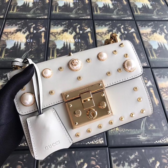 Gucci Padlock small GG Pearl shoulder bag 409487 White