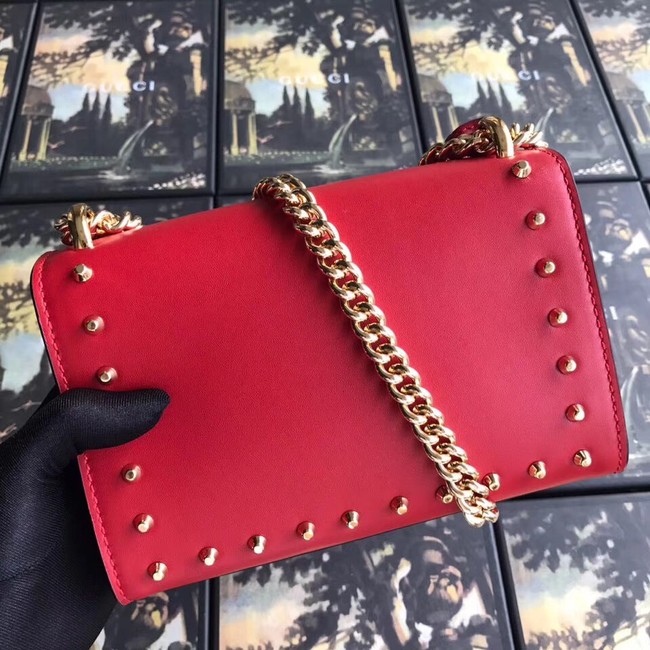 Gucci Padlock small GG Pearl shoulder bag 409487 red