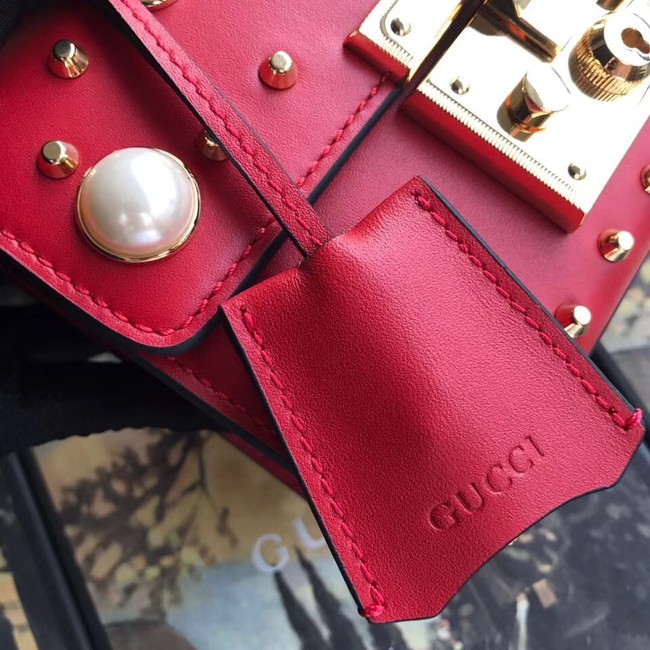 Gucci Padlock small GG Pearl shoulder bag 409487 red