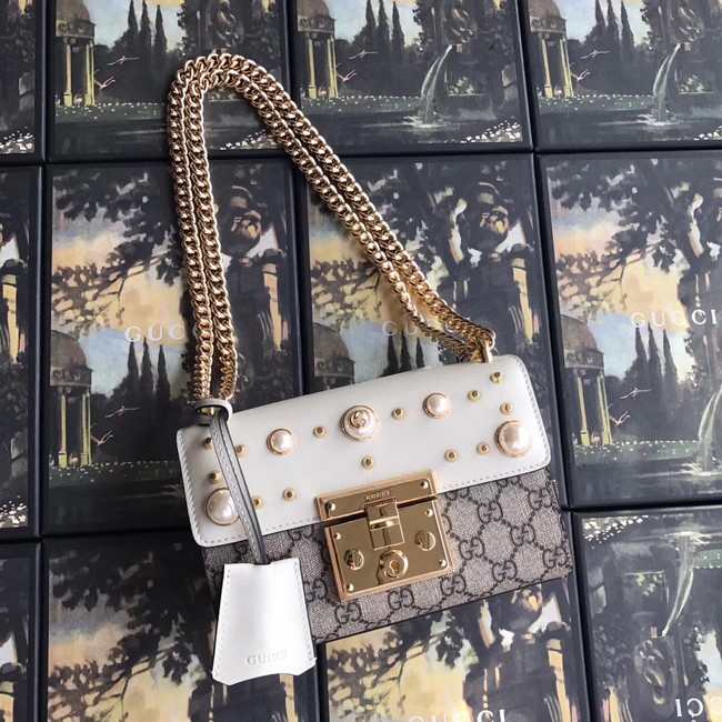 Gucci Padlock small GG Pearl shoulder bag A409487 White