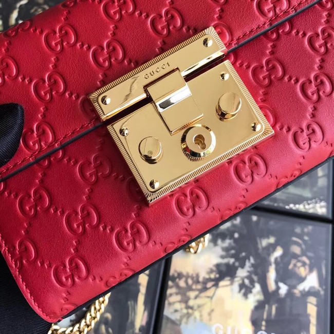 Gucci Padlock small GG shoulder bag 409487 red