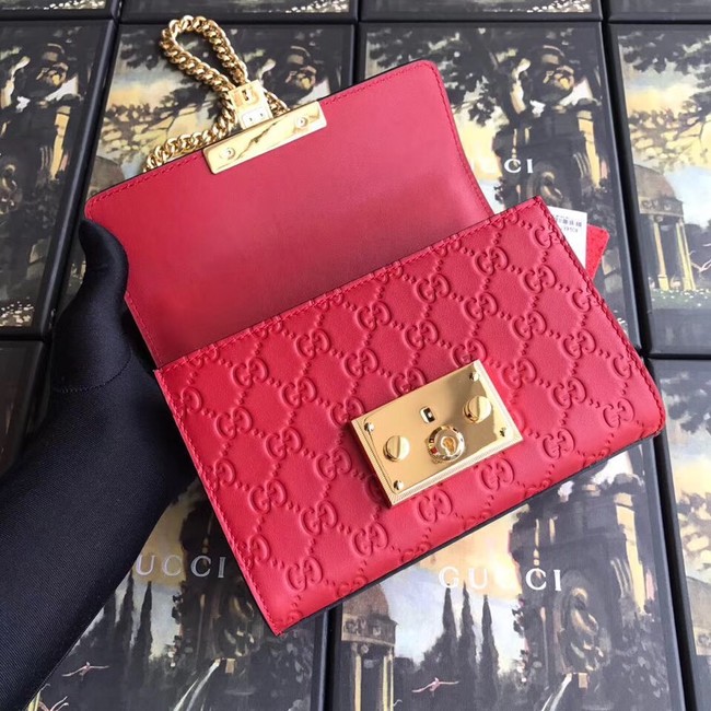 Gucci Padlock small GG shoulder bag 409487 red