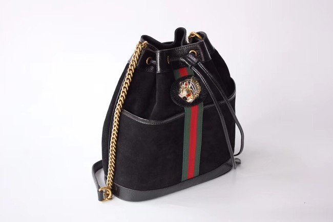 Gucci Rajah medium bucket bag 553961 Black suede