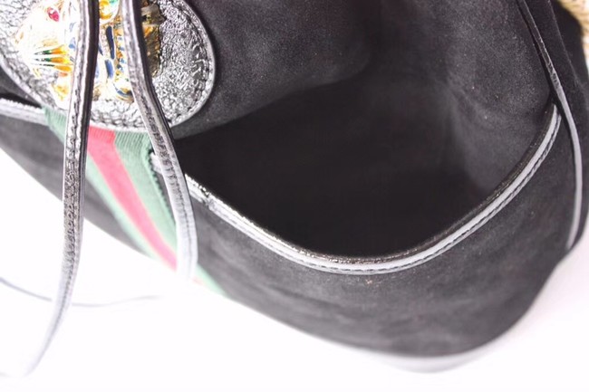 Gucci Rajah medium bucket bag 553961 Black suede