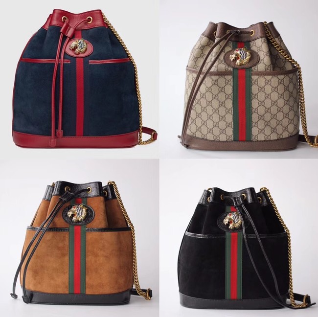 Gucci Rajah medium bucket bag 553961 Black suede