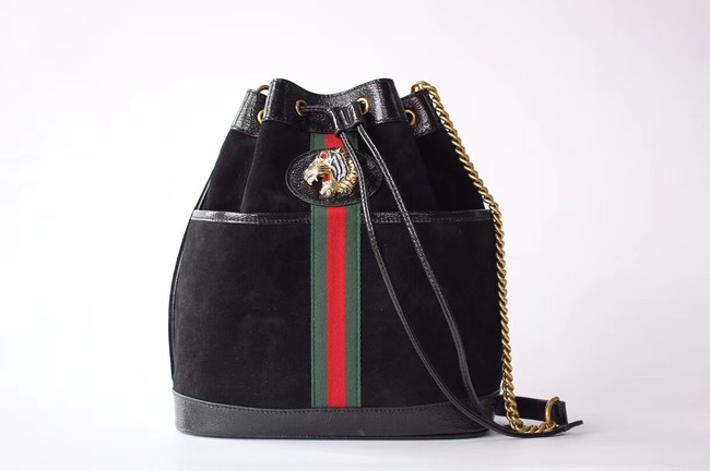 Gucci Rajah medium bucket bag 553961 Black suede