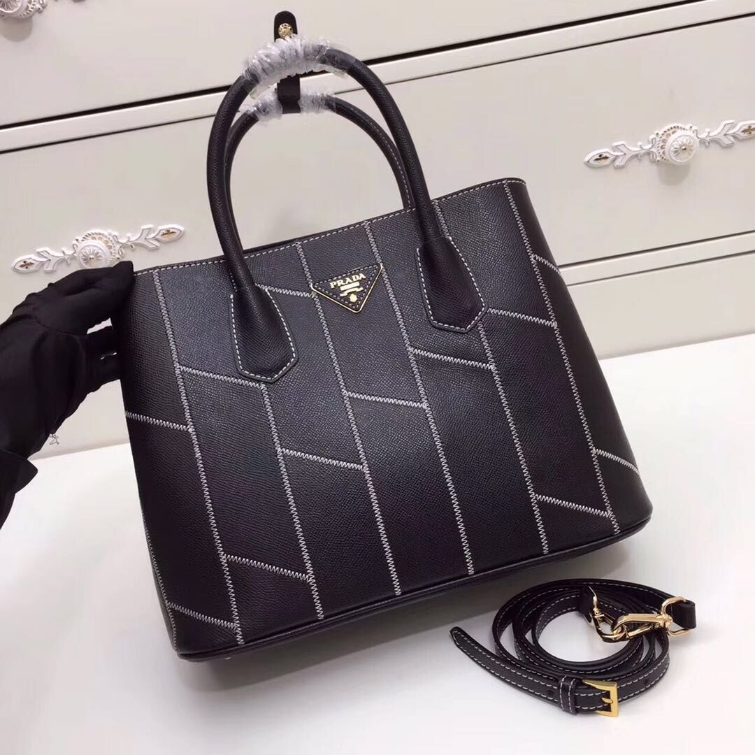 Prada Saffiano Leather Tote Bags 2757 Black