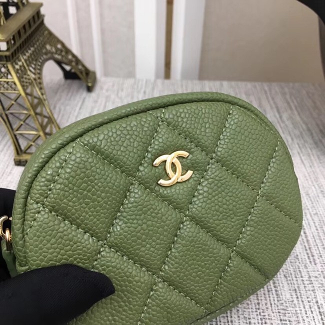 Chanel Coin Purse Metallic Grained Lambskin & Gold-Tone Metal A68995 green