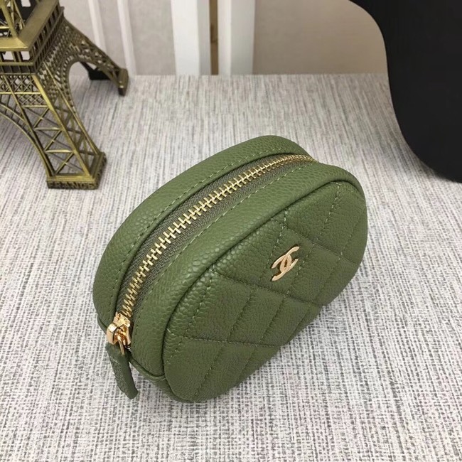 Chanel Coin Purse Metallic Grained Lambskin & Gold-Tone Metal A68995 green