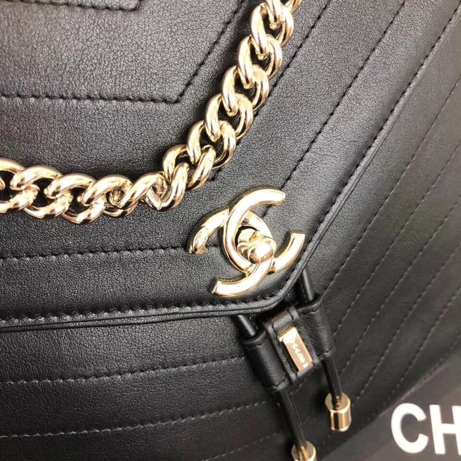Chanel backpack Calfskin & Gold-Tone Metal A57555 black