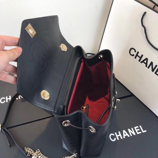 Chanel backpack Calfskin & Gold-Tone Metal A57555 black