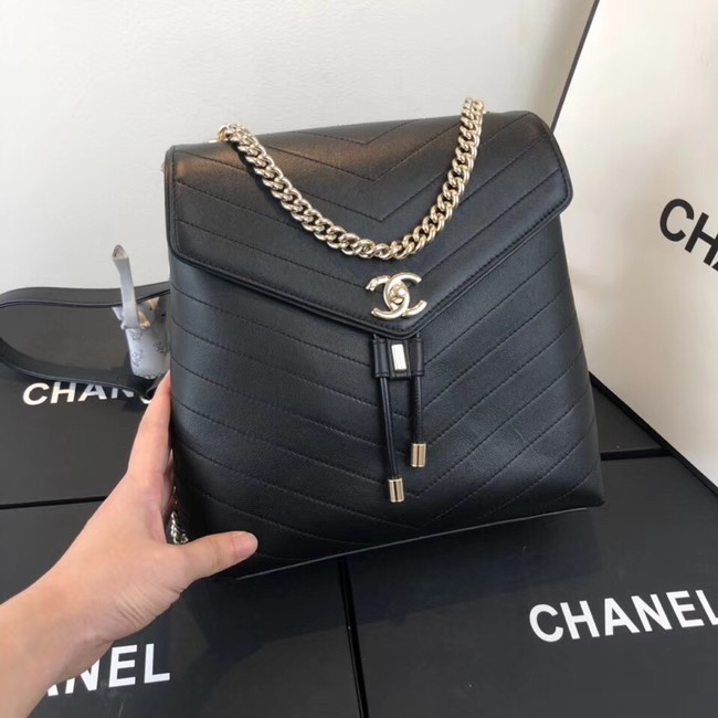 Chanel backpack Calfskin & Gold-Tone Metal A57555 black