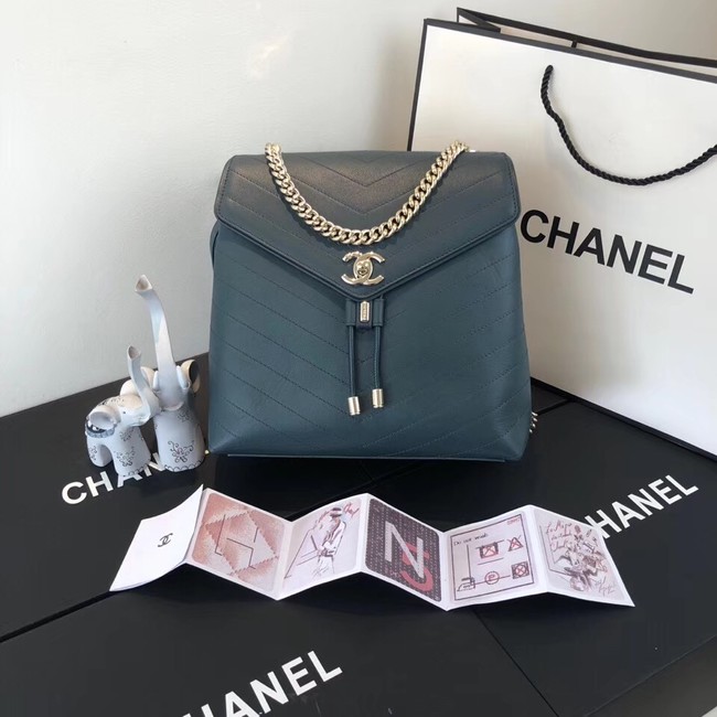Chanel backpack Calfskin & Gold-Tone Metal A57555 blue