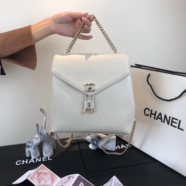 Chanel backpack Calfskin & Gold-Tone Metal A57555 creamy-white