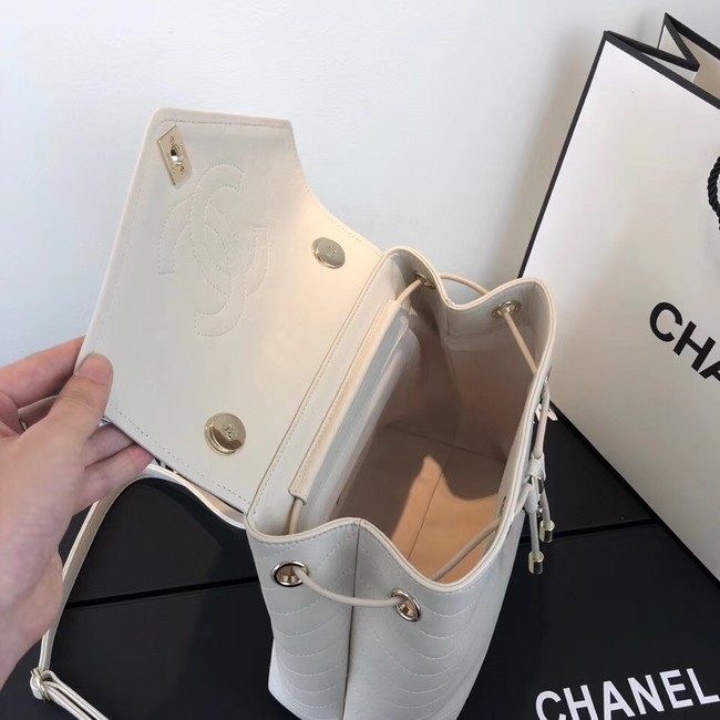 Chanel backpack Calfskin & Gold-Tone Metal A57555 creamy-white