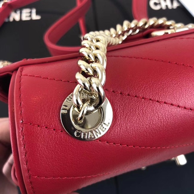 Chanel backpack Calfskin & Gold-Tone Metal A57555 red