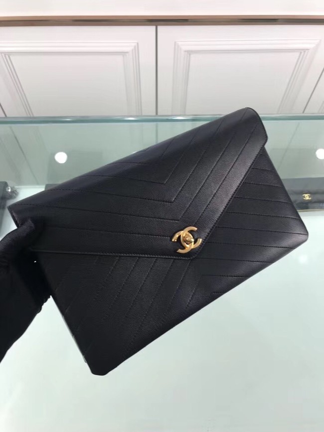Chanel pouch Grained Calfskin Smooth Calfskin & Gold-Tone Meta 57434 black