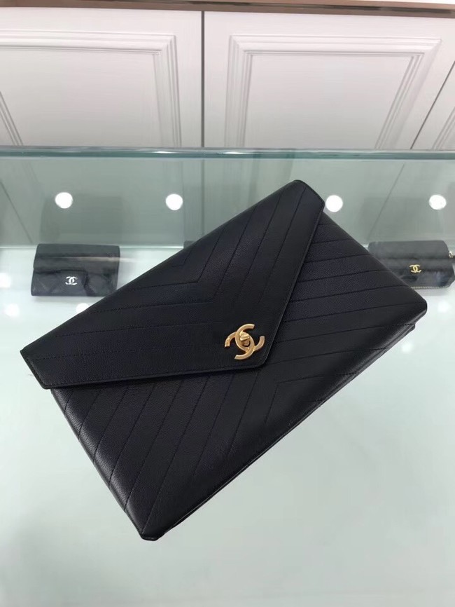 Chanel pouch Grained Calfskin Smooth Calfskin & Gold-Tone Meta 57434 black