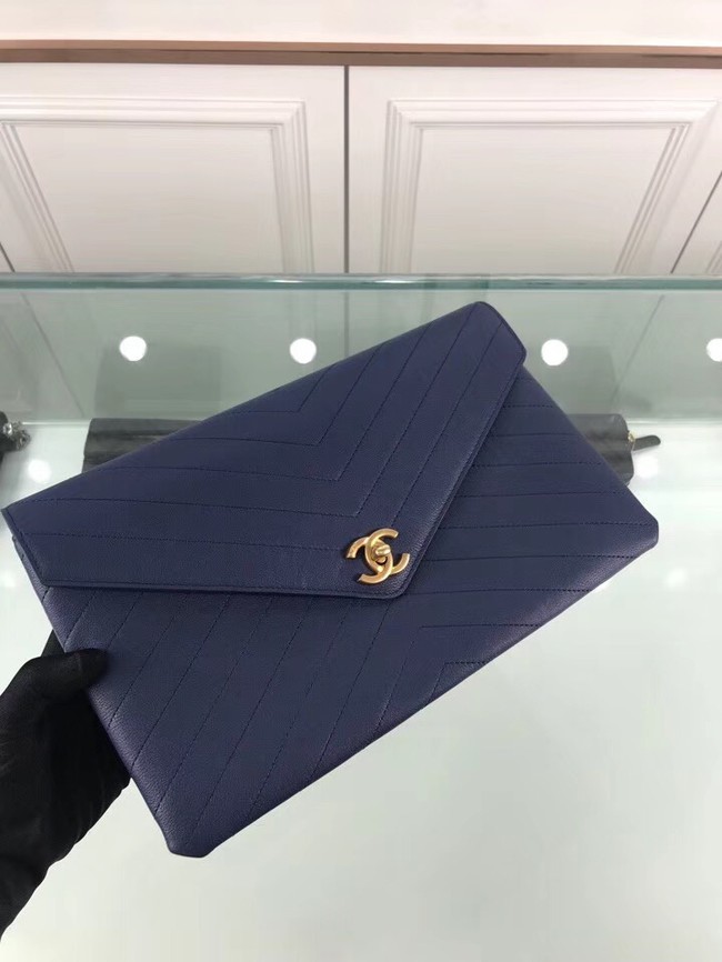 Chanel pouch Grained Calfskin Smooth Calfskin & Gold-Tone Meta 57434 blue