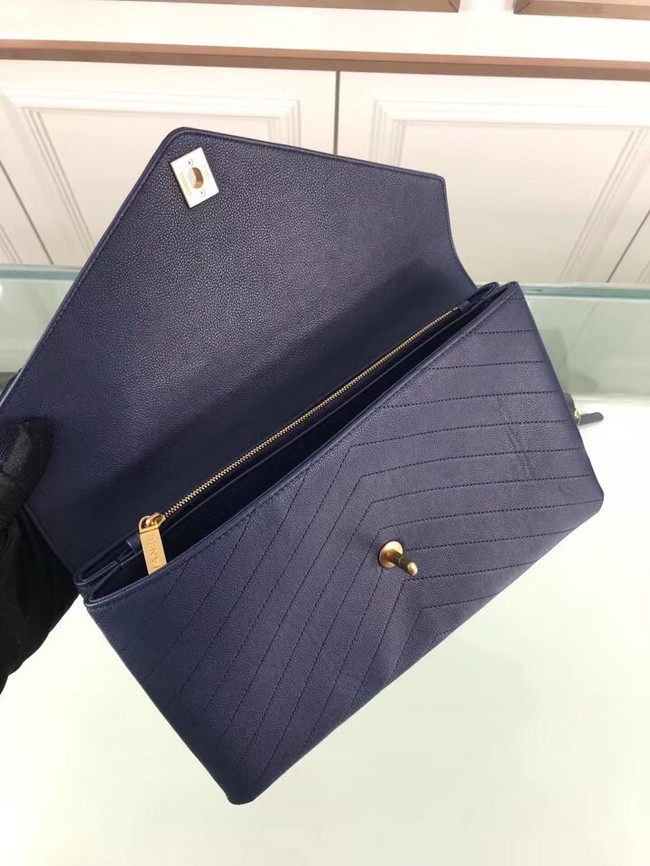 Chanel pouch Grained Calfskin Smooth Calfskin & Gold-Tone Meta 57434 blue