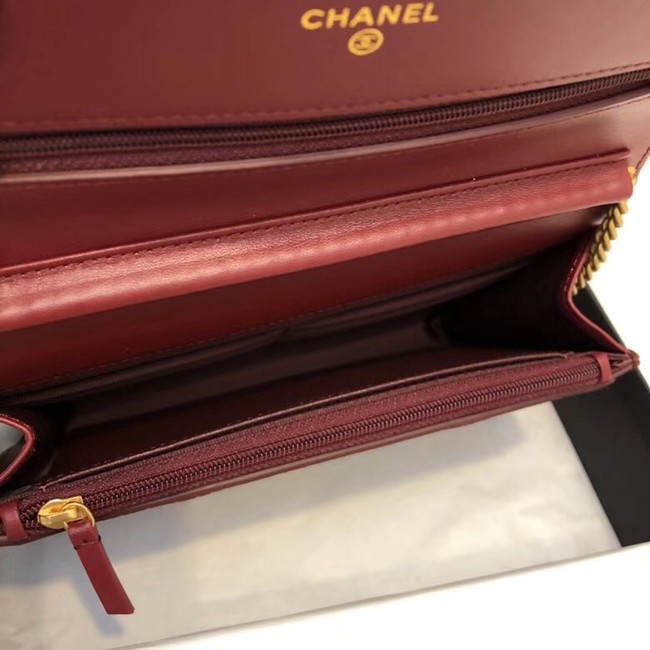 Chanel Original Lambskin & Gold-Tone Metal D33814 Burgundy