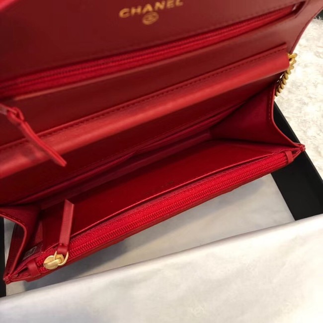 Chanel Original Lambskin & Gold-Tone Metal D33814 red