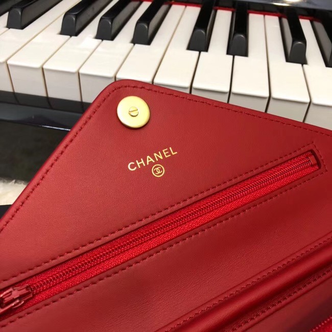 Chanel Original Lambskin & Gold-Tone Metal D33814 red