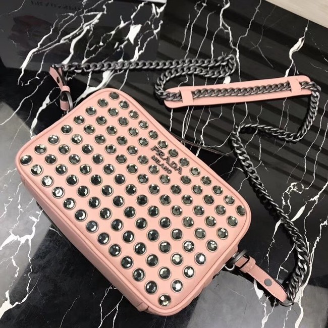 Prada Diagramme bag with crystals 1BH103 pink