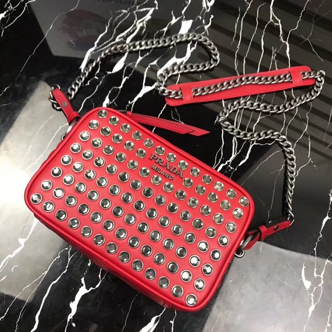 Prada Diagramme bag with crystals 1BH103 red