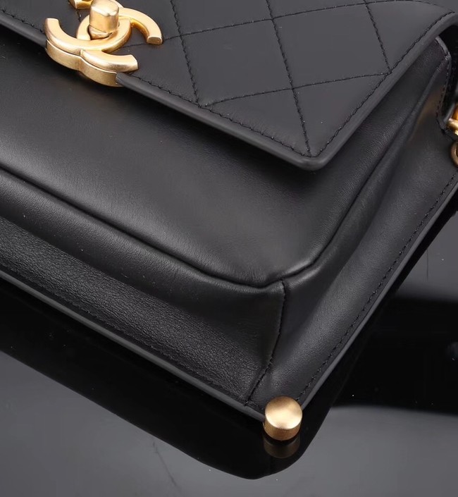 Chanel flap bag Calfskin & Gold-Tone Metal A57552 black