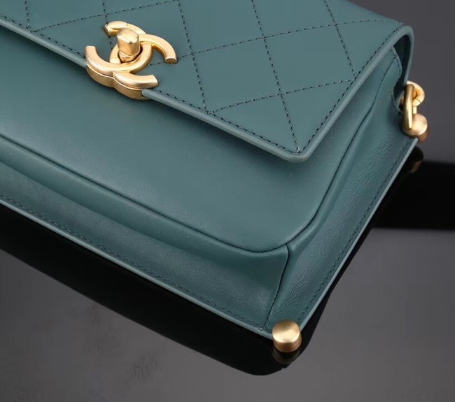 Chanel flap bag Calfskin & Gold-Tone Metal A57552 green