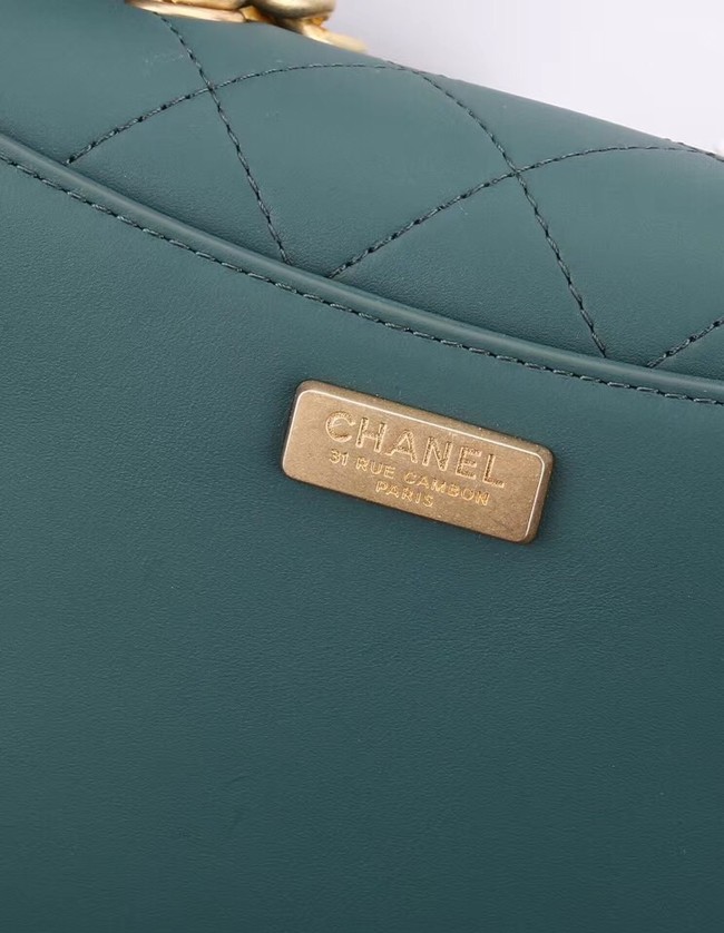 Chanel flap bag Calfskin & Gold-Tone Metal A57552 green