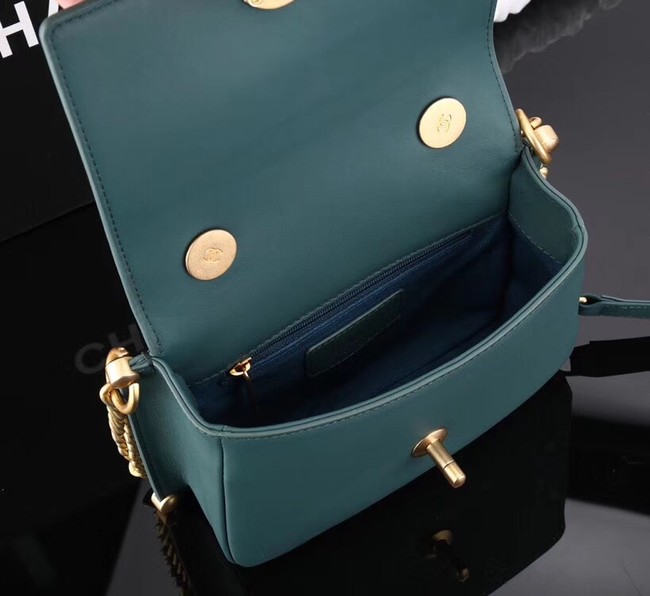 Chanel flap bag Calfskin & Gold-Tone Metal A57552 green