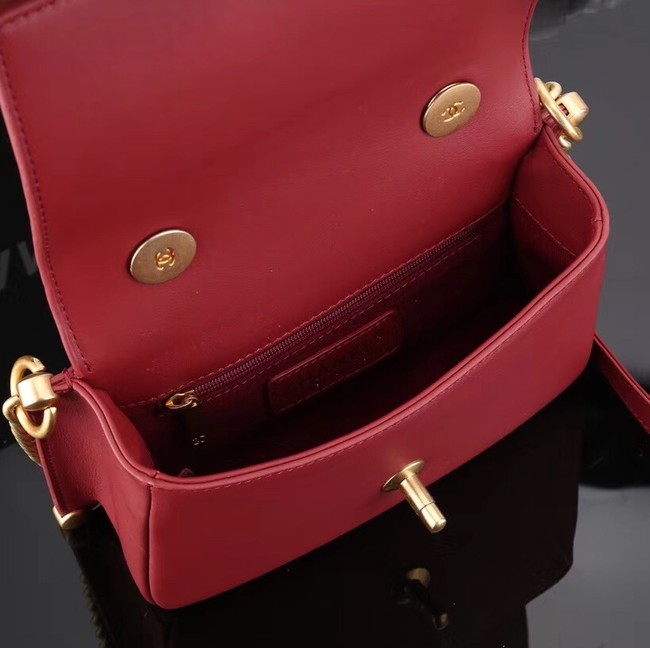 Chanel flap bag Calfskin & Gold-Tone Metal A57552 red