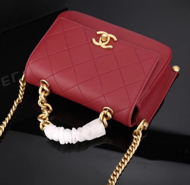 Chanel flap bag Calfskin & Gold-Tone Metal A57552 red