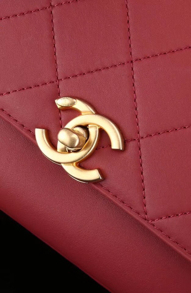 Chanel flap bag Calfskin & Gold-Tone Metal A57552 red