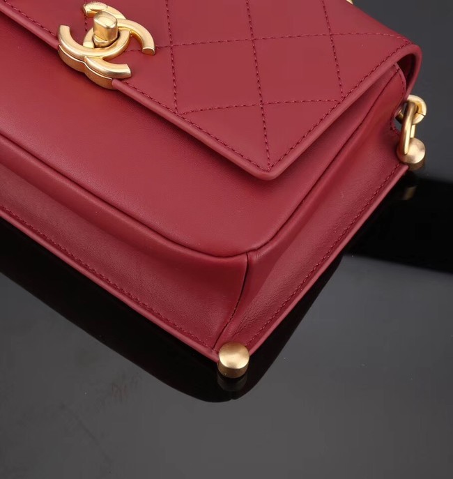 Chanel flap bag Calfskin & Gold-Tone Metal A57552 red