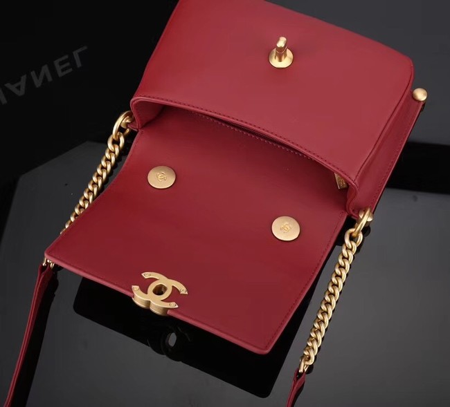 Chanel flap bag Calfskin & Gold-Tone Metal A57552 red