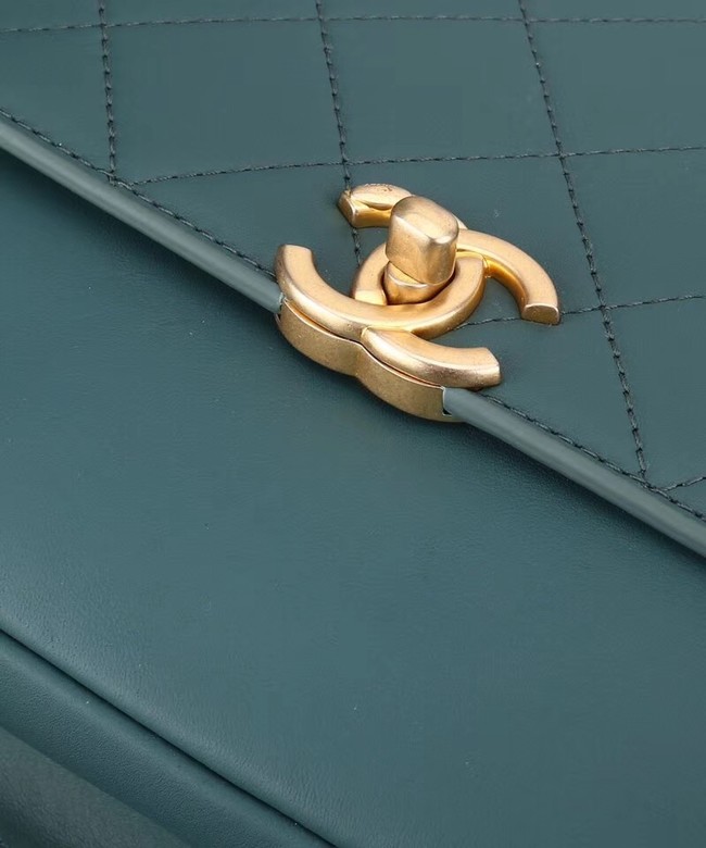 Chanel flap bag Calfskin & Gold-Tone Metal A57553 green
