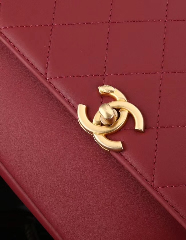 Chanel flap bag Calfskin & Gold-Tone Metal A57553 red