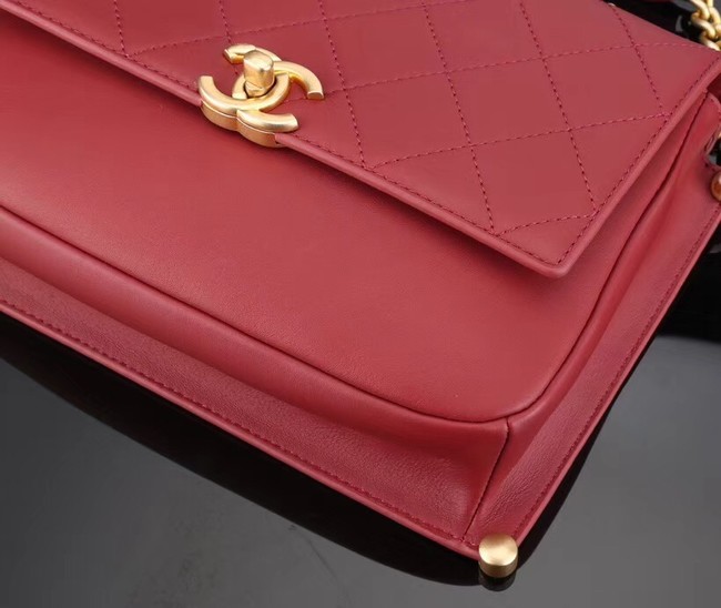 Chanel flap bag Calfskin & Gold-Tone Metal A57553 red