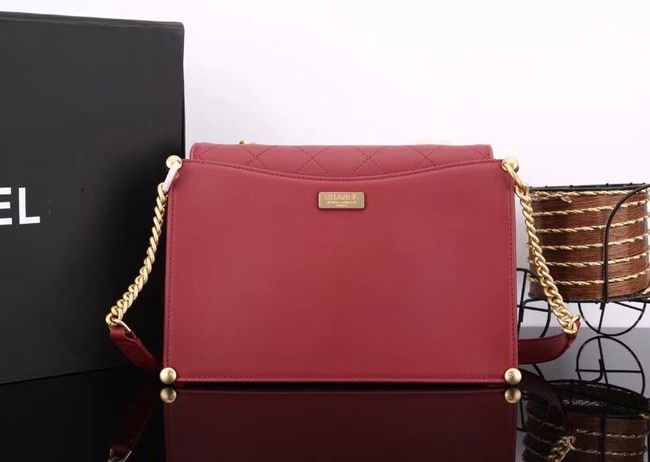 Chanel flap bag Calfskin & Gold-Tone Metal A57553 red