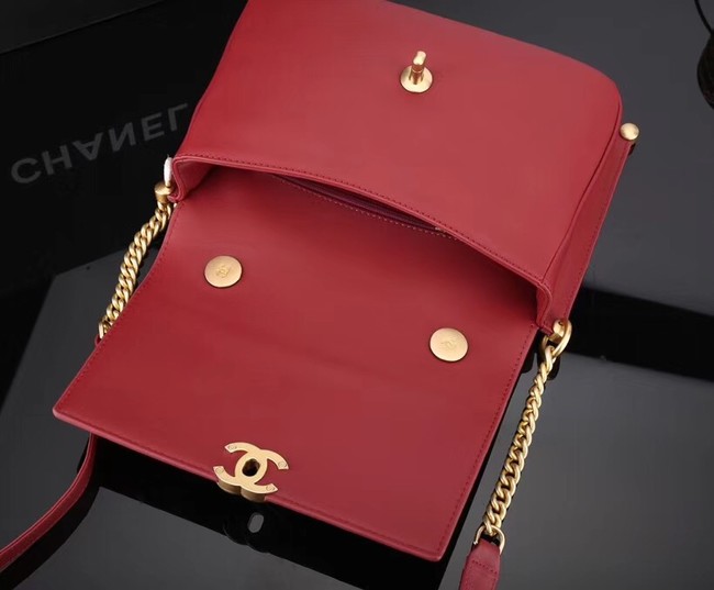 Chanel flap bag Calfskin & Gold-Tone Metal A57553 red