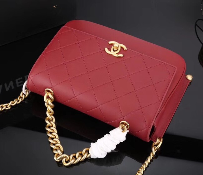 Chanel flap bag Calfskin & Gold-Tone Metal A57553 red