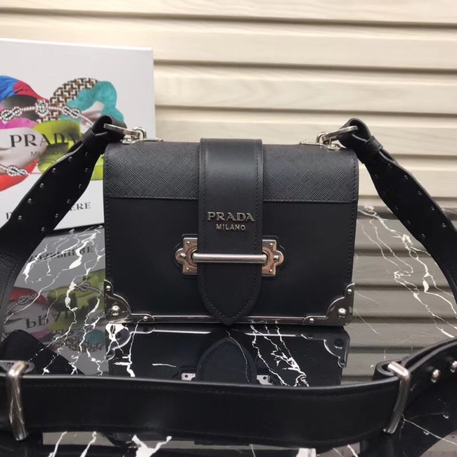 Prada Cahier leather bag 1BD045 black