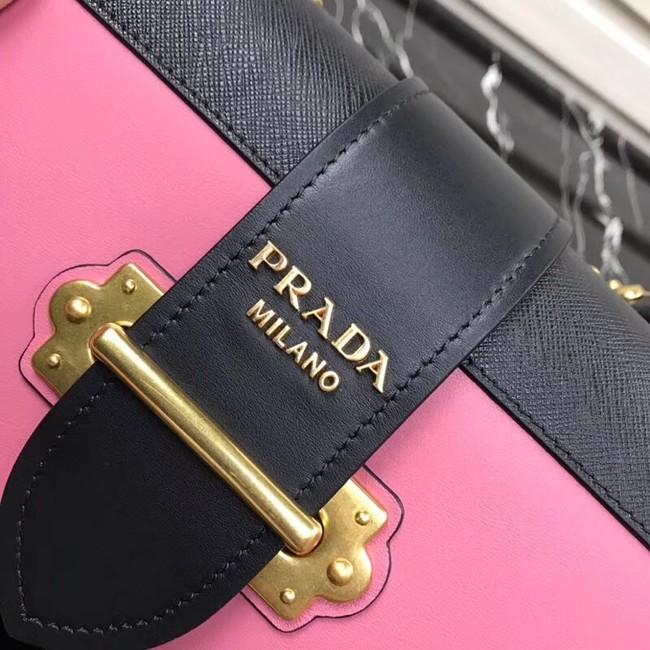 Prada Cahier leather bag 1BD045 rose&black