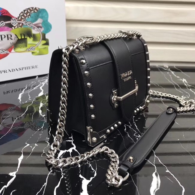 Prada Cahier studded leather bag 1BD045-1 black