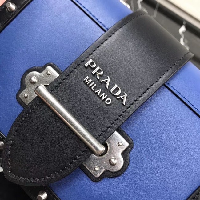 Prada Cahier studded leather bag 1BD045-1 blue&black