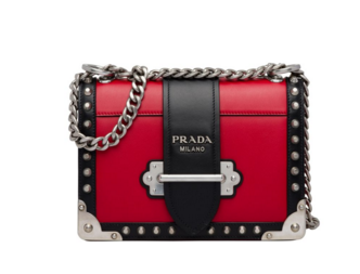 Prada Cahier studded leather bag 1BD045-1 red&black