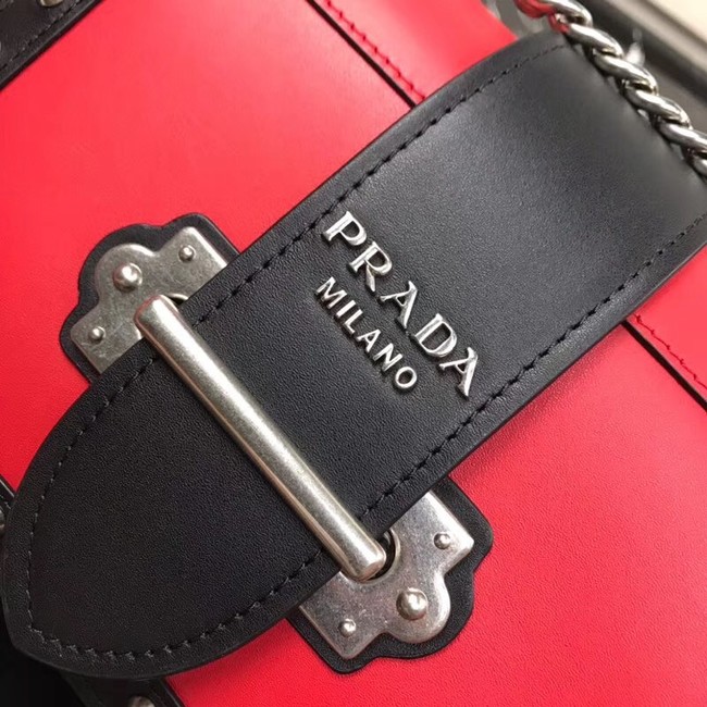 Prada Cahier studded leather bag 1BD045-1 red&black